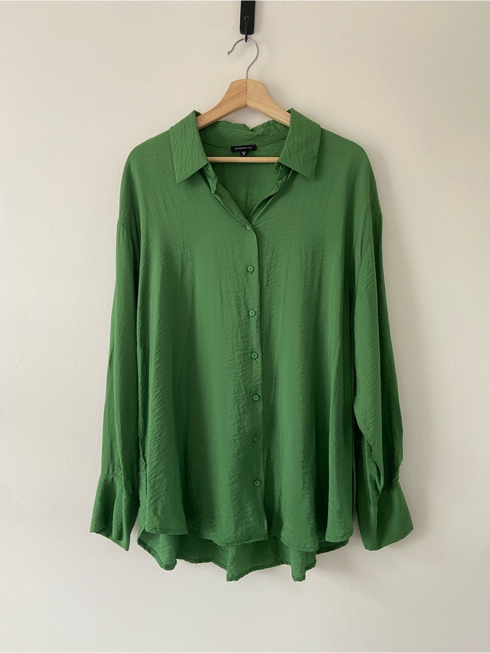 Dynamite Frida Flowy Green Oversized Shirt